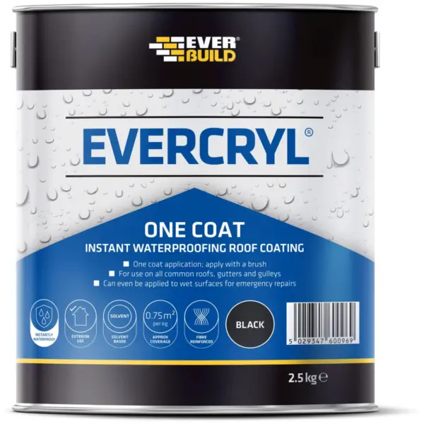 Everbuild Evercryl One Coat Roof Coating Black 2.5 Litre