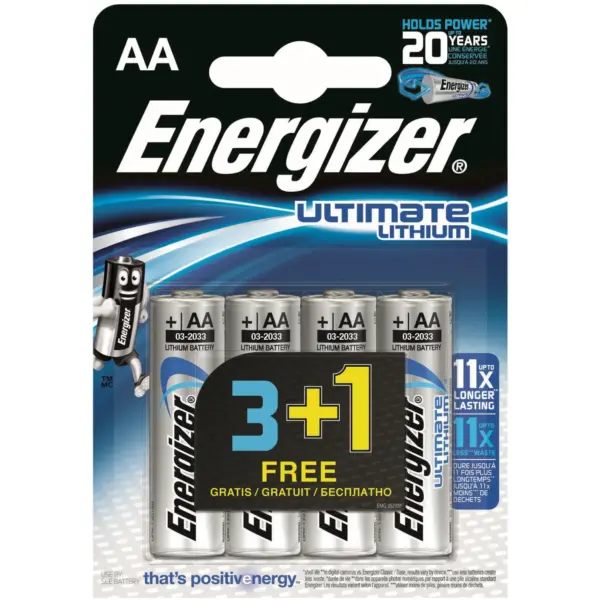 Energizer AA Ultimate Lithium Card 3+1