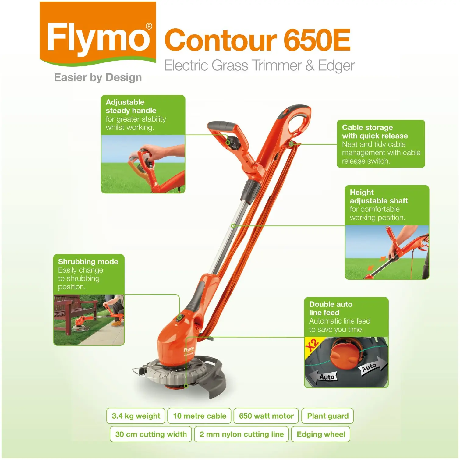 Flymo Contour 650E Corded Grass Trimmer