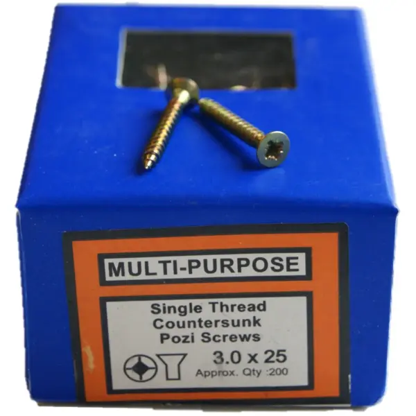 FOR0113 Countersink Pozidrive Screws Zinc Yellow Passivated 3.5mm x 25mm Box of 200