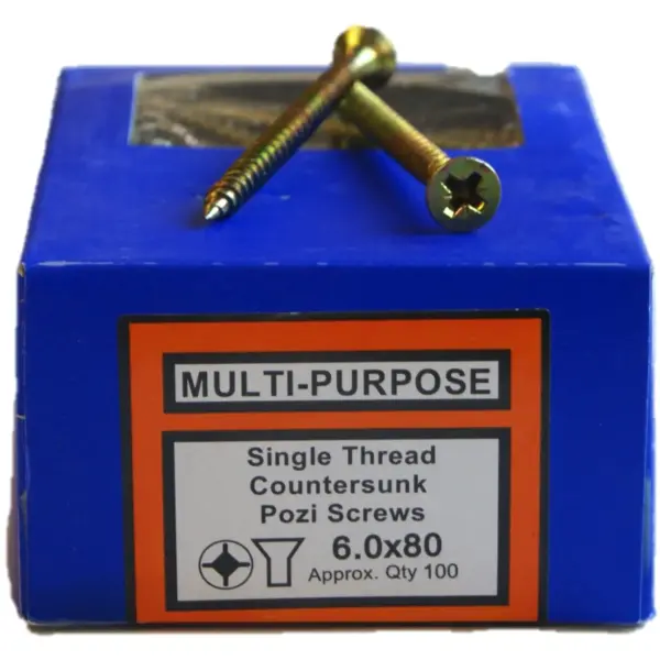 6 x 80mm CSK Head Pozi YZP