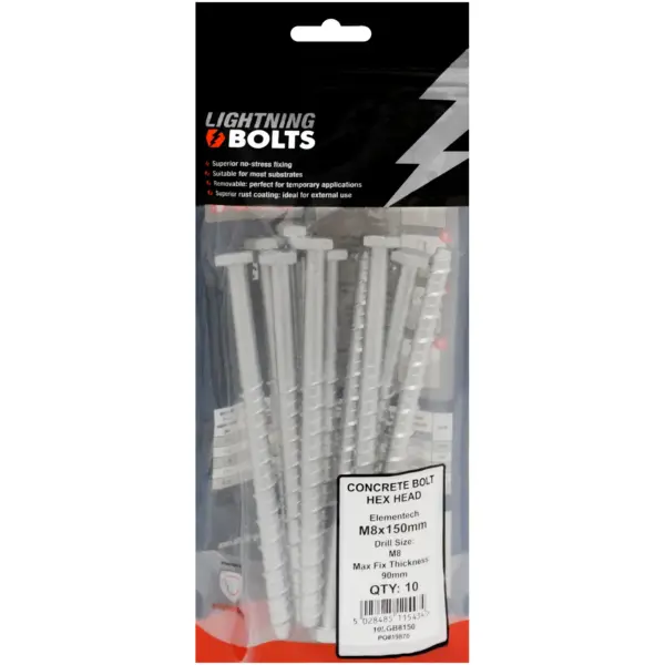 FOR0404 Forgefix pkt10 Lightning Bolt M8x150mm