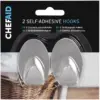 Chef Aid Medium Stainless Steel Self Stick Oval Hooks 2 Pack