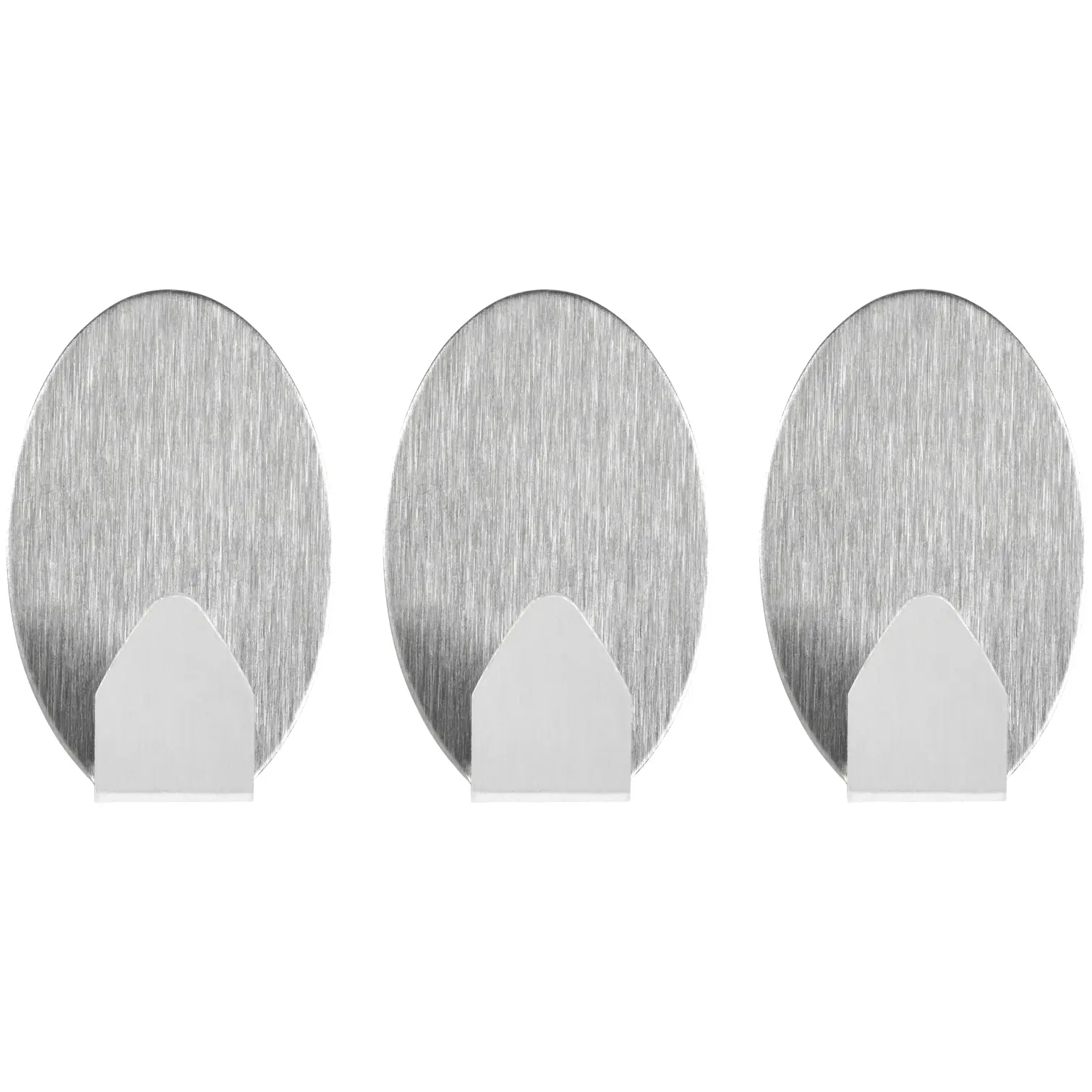 Chef Aid Small Stainless Steel Self Stick Oval Hooks 3 Pack