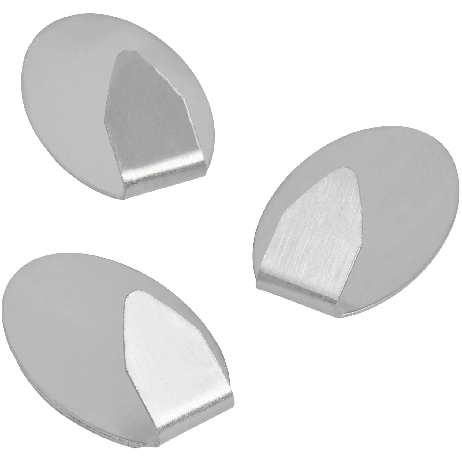 Chef Aid Small Stainless Steel Self Stick Oval Hooks 3 Pack