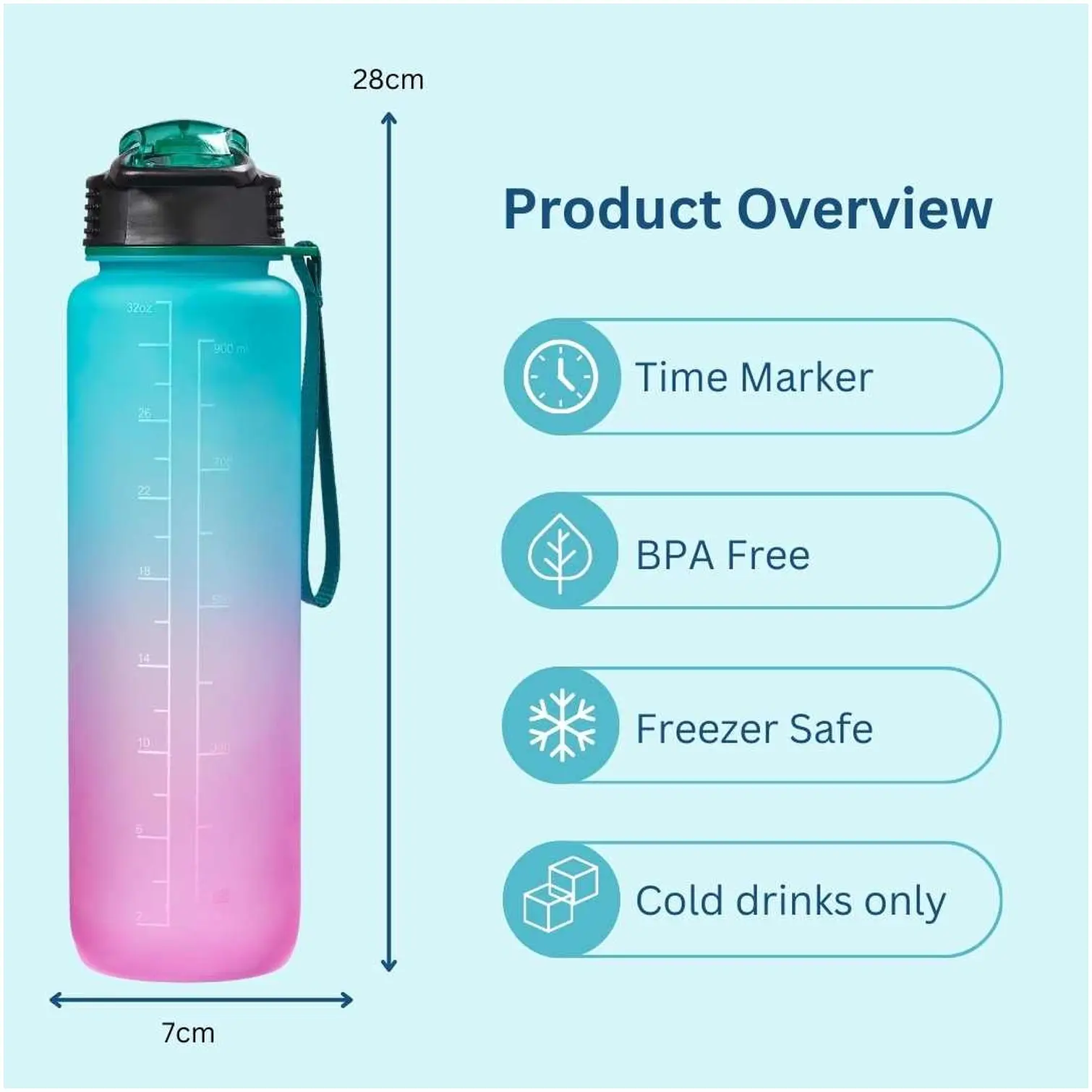 GEO0265_6 Chef Aid Ombre Water Bottle 1 Litre