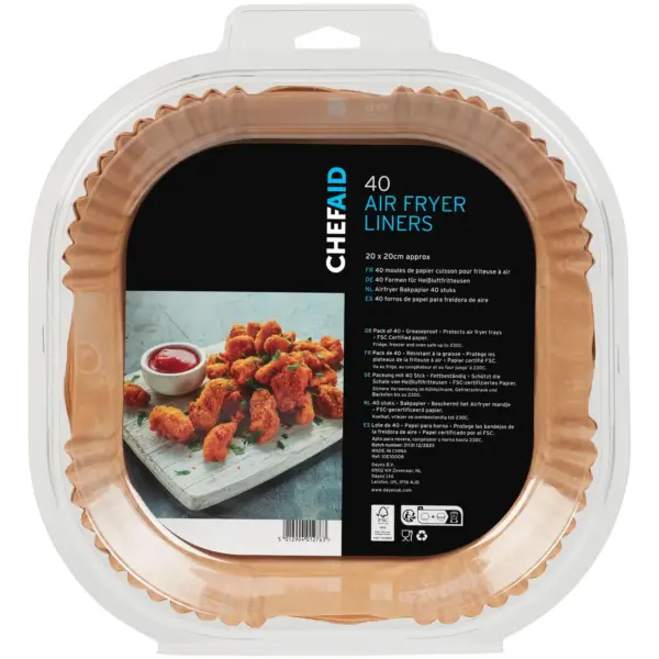 Chef Aid Air Fryer Liners 20x20cm 40 Pack