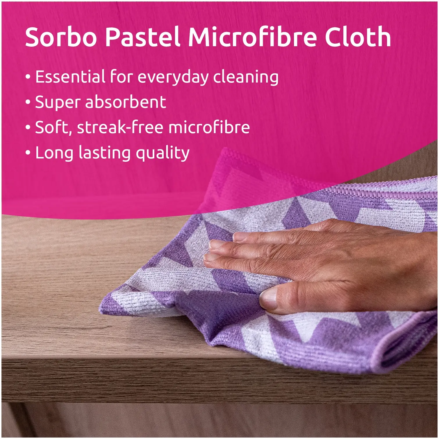 GEO0629_5 Sorbo Microfibre Cloths Pastel Prints Pack of 5