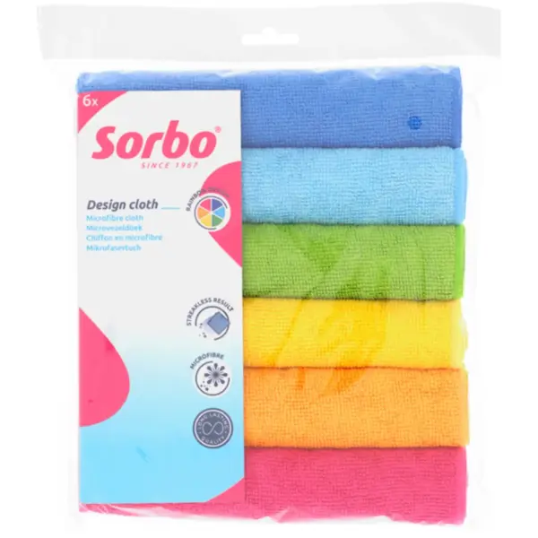 Sorbo Microfibre Cloths 6Pk 40x40cm