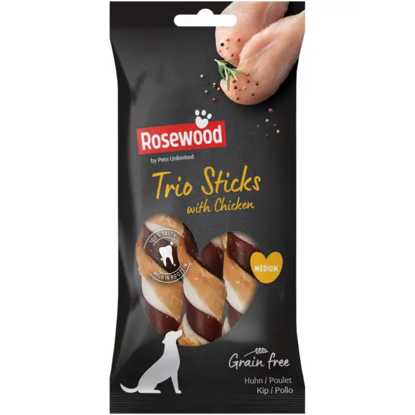 GEO1022 Rosewood Dog Medium Trio Sticks Chicken