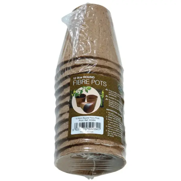 GLD0018 Round Fibre pots 8cm pk12