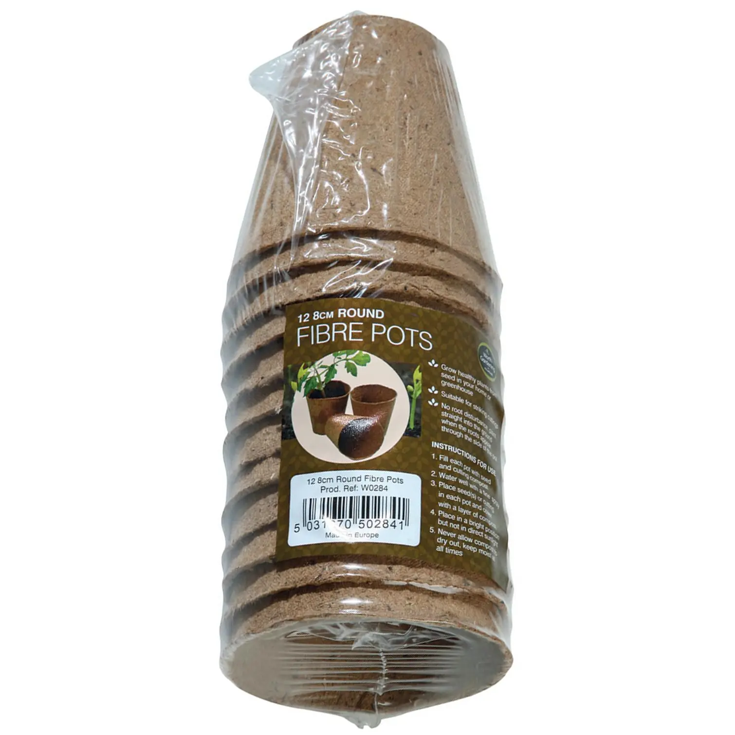 Round Fibre pots 8cm pk12