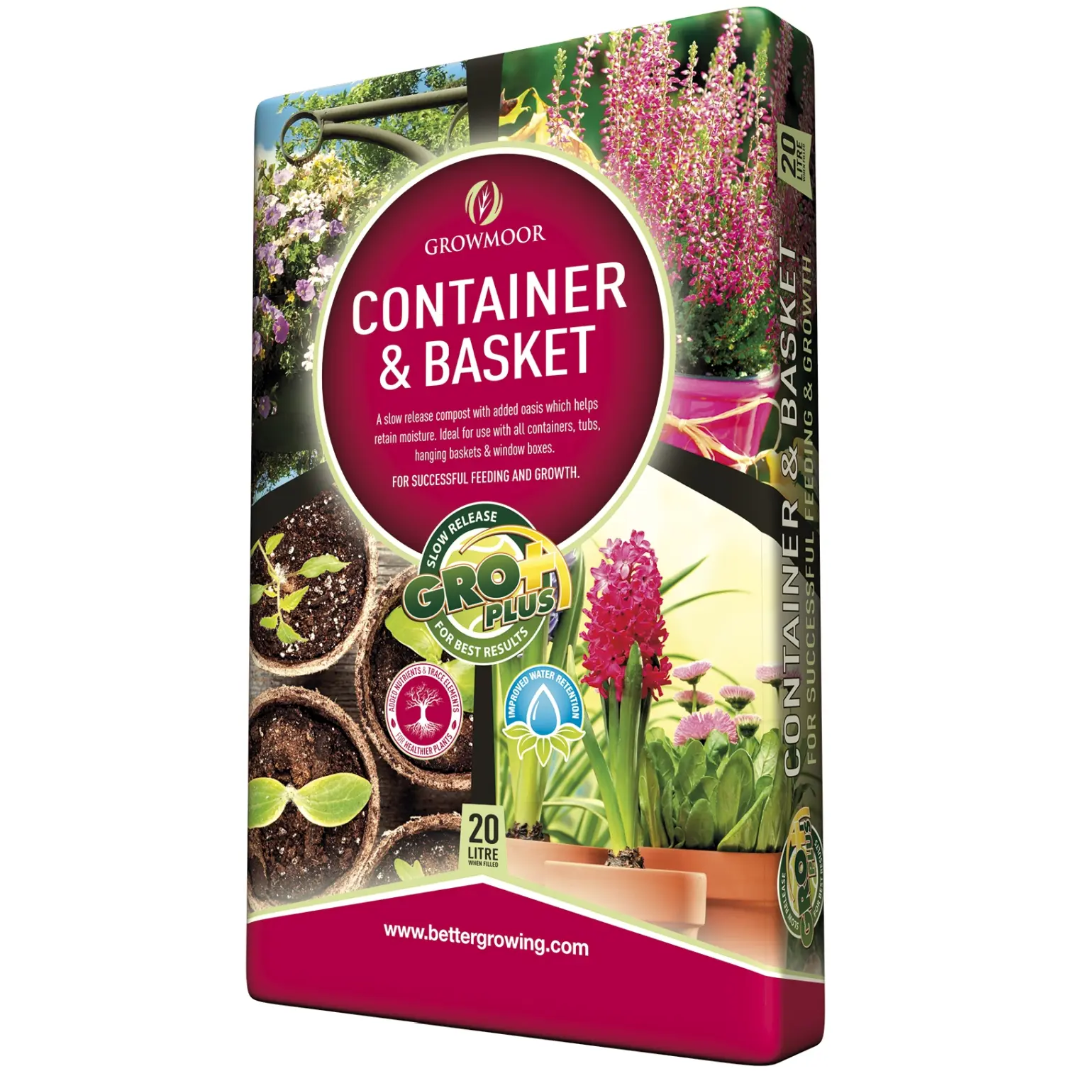 GRO0060_1 Growmoor Container & Hanging Basket Compost 20 Litre