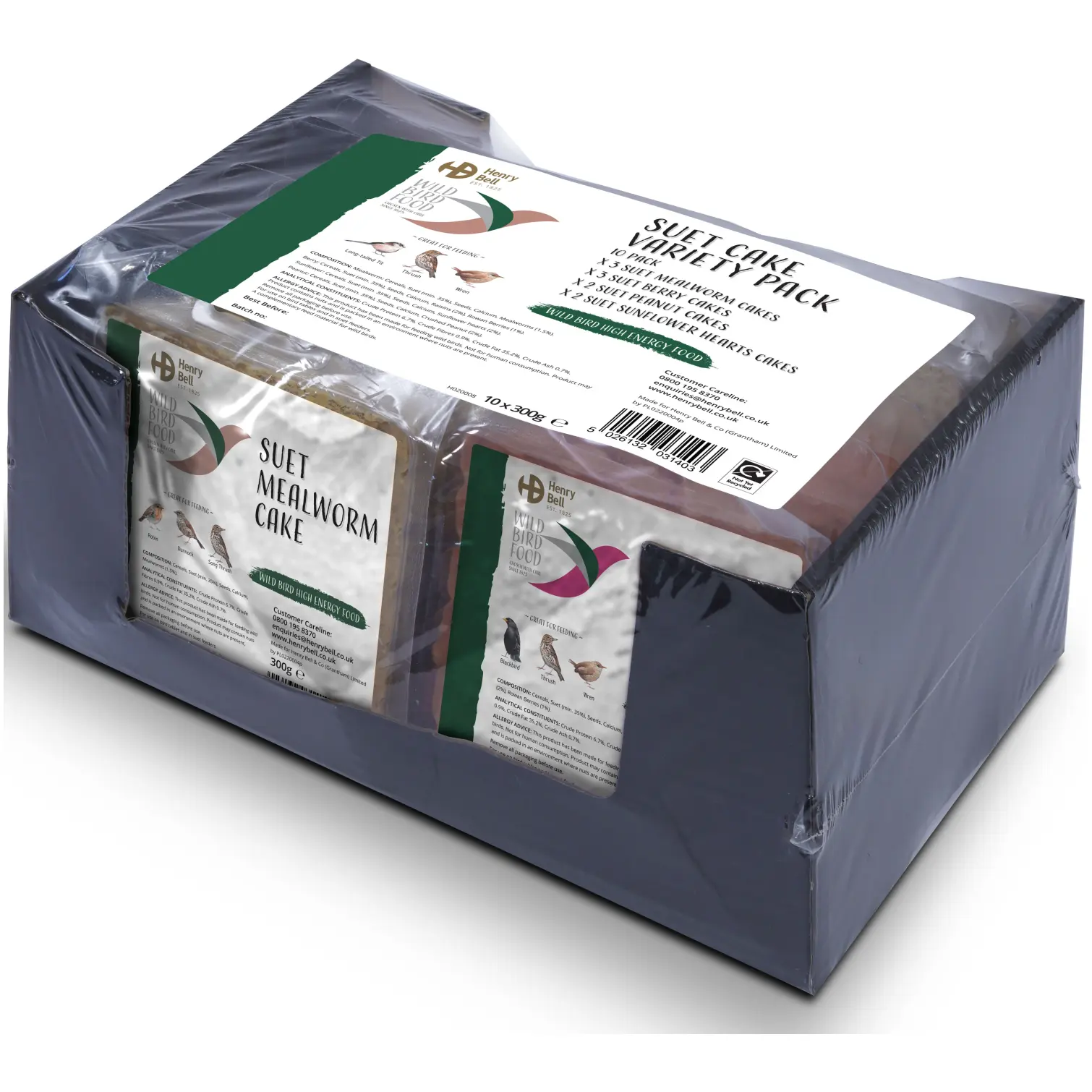 Henry Bell Suet Cake Variety Pack 10 wild bird food UK