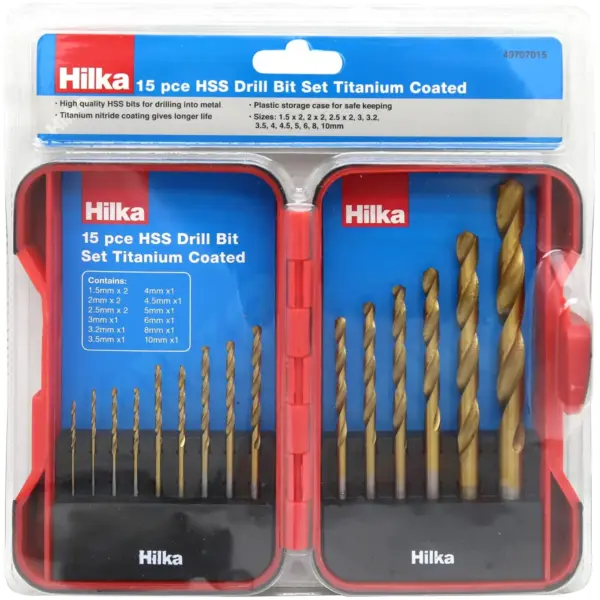 Hilka 15pce Twist Drill Set Titanium