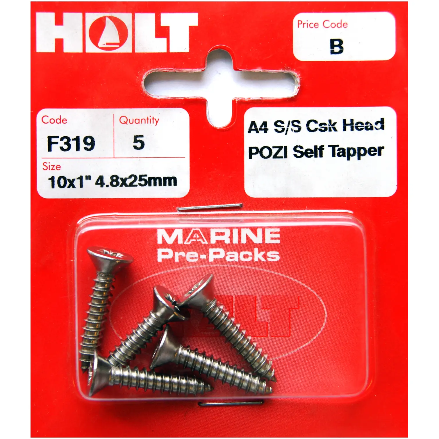 HOL0259 Holt S/Steel CSK Pozi Selftap 4.8x25mm