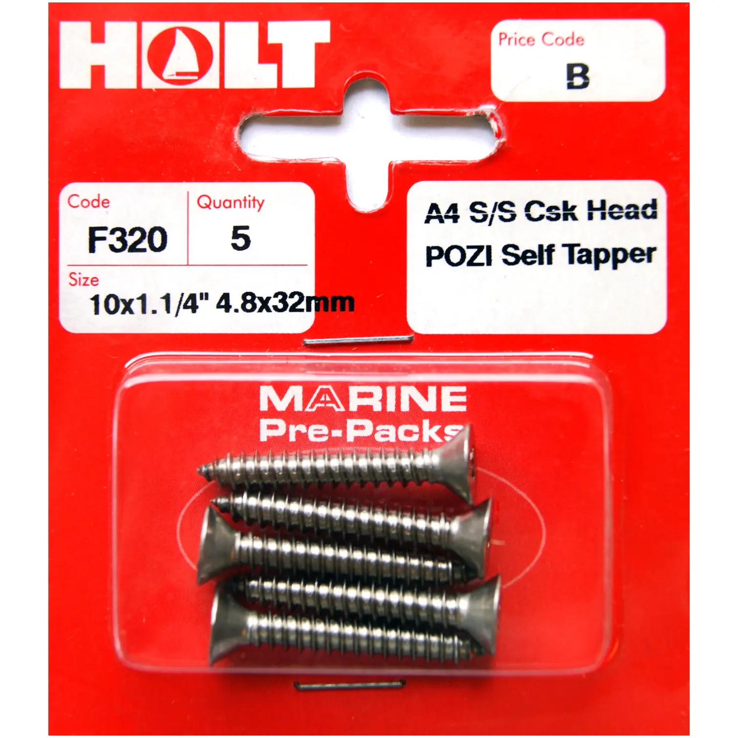HOL0260 Holt S/Steel CSK Pozi Selftap 4.8x32mm