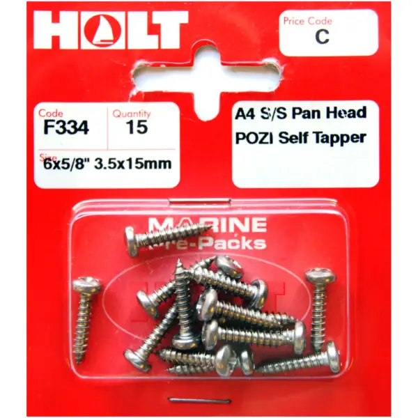 Holt S/Steel Pan Pozi Selftap 3.5x15mm