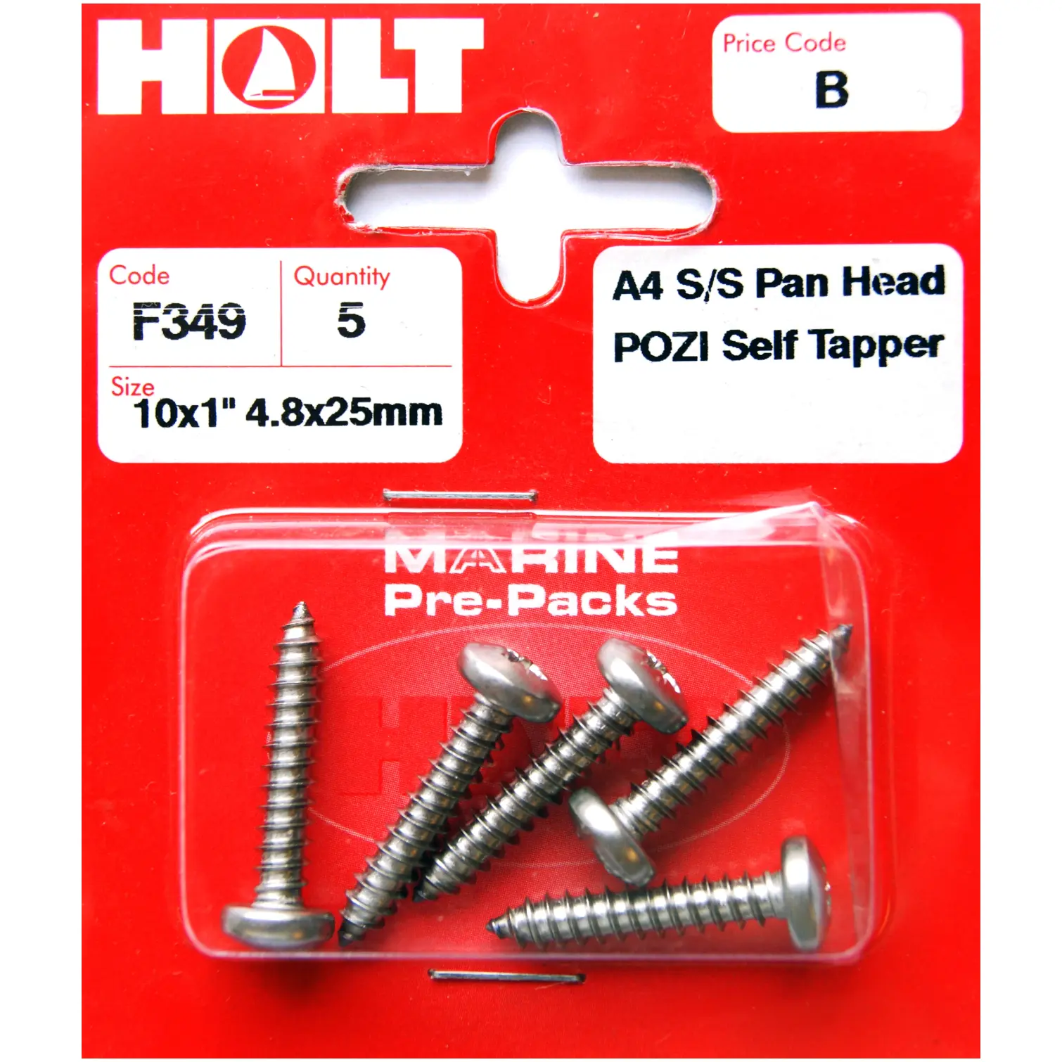 HOL0292 Holt S/Steel Pan Pozi Selftap 4.8x25mm