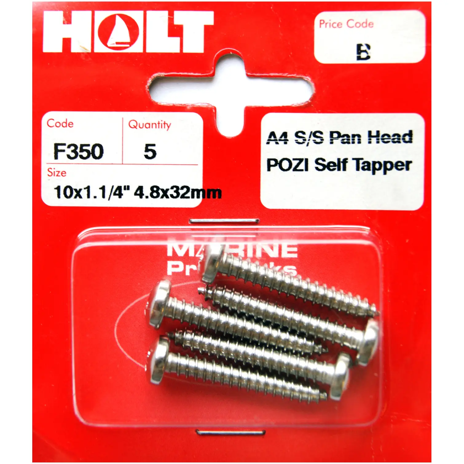 HOL0293 Holt S/Steel Pan Pozi Selftap 4.8x32mm