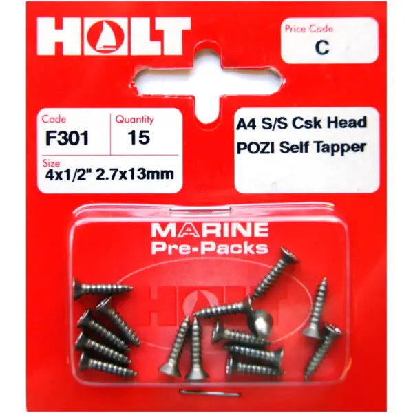 HOL0300 Holt S/Steel CSK Pozi Selftaper 2.7 x 13mm