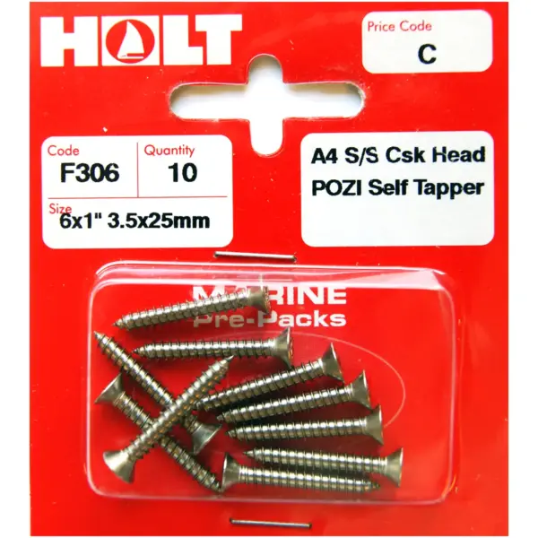 HOL0305 Holt S/SteelCSK Pozi Selftap 3.5x25mm Card of 10