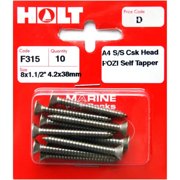 HOL0312 Holt S/Steel CSK Pozi Selftaper 4.2 x 38mm Card of 10
