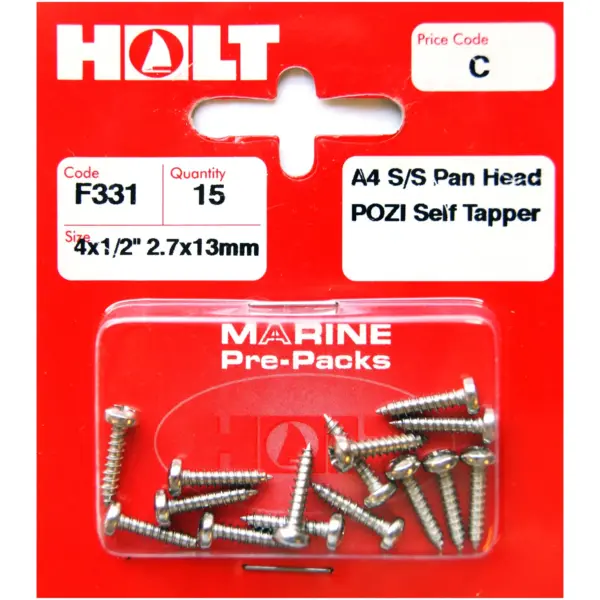 HOL0329 Holt S/Steel Pan Pozi Selftaper 2.7x13mm Card of 15