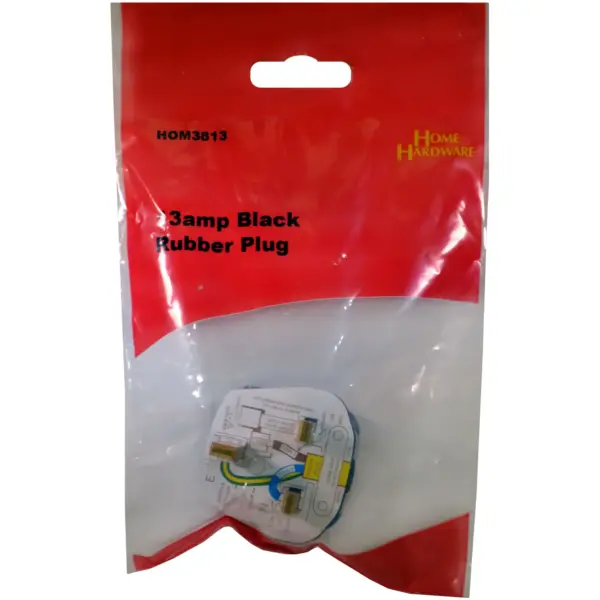 13amp Black Rubber Plug