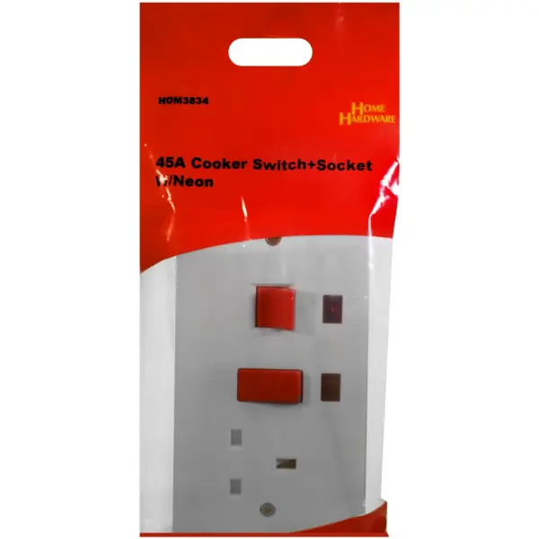 W/Neon 45A Cooker Switch+Socket