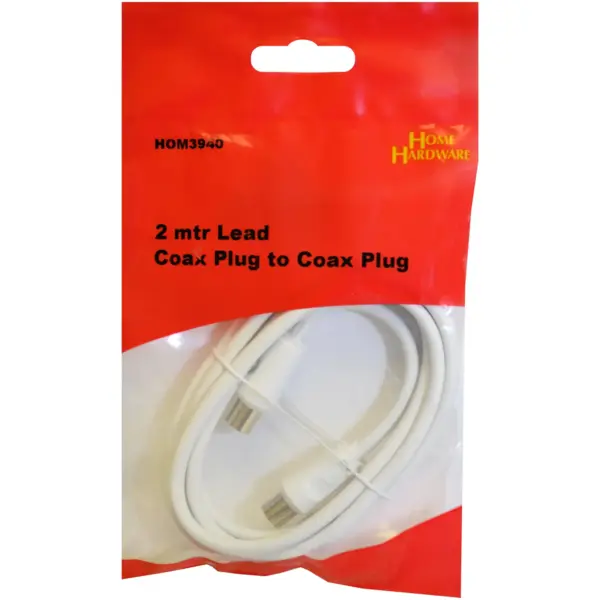 2 mtr Lead Coax Plug to Coax Plug