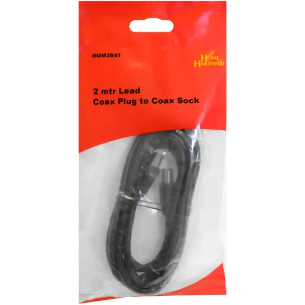 2 mtr Lead Coax Plug to Coax Sock