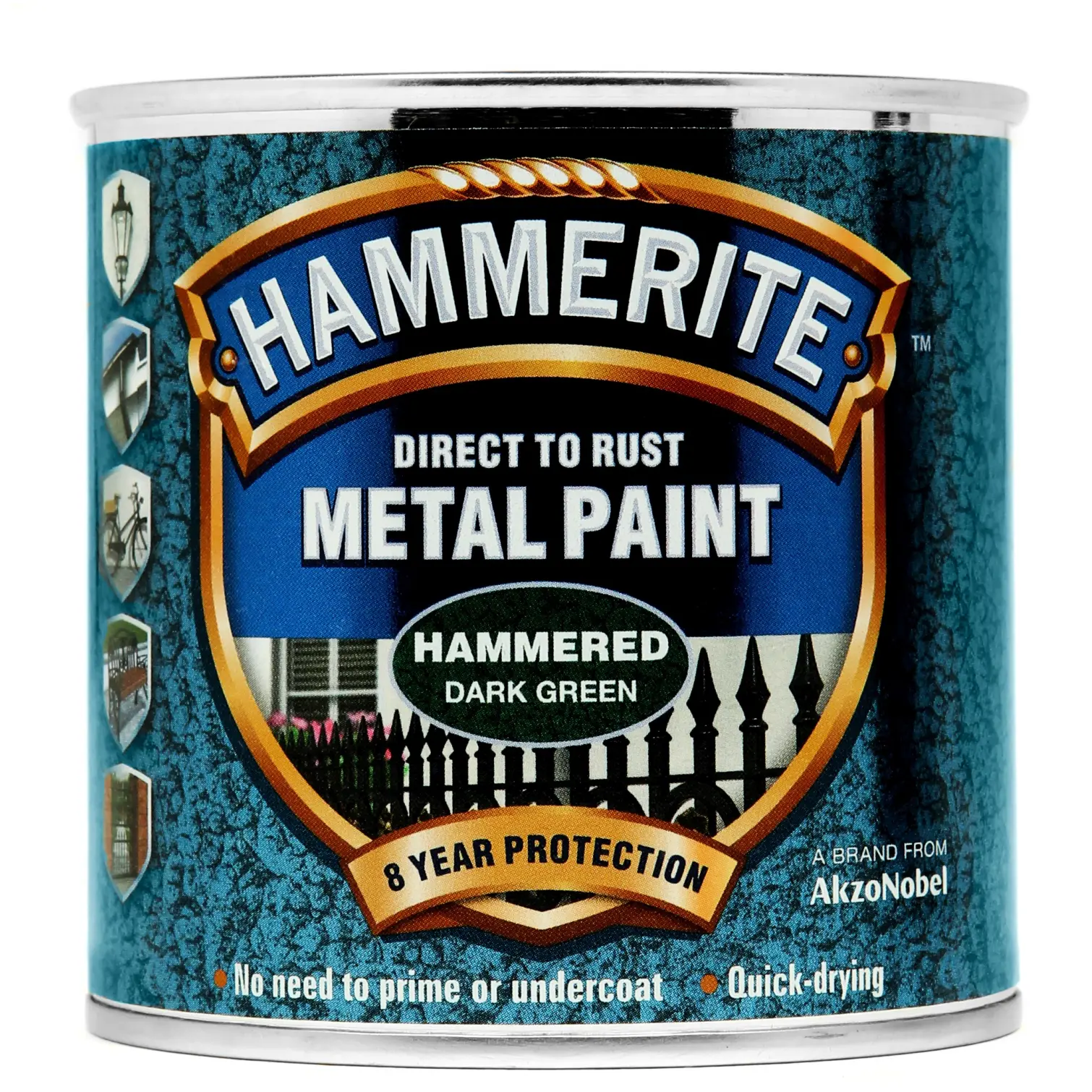 Hammerite Direct to Rust Metal Paint Hammered Dark Green 250ml