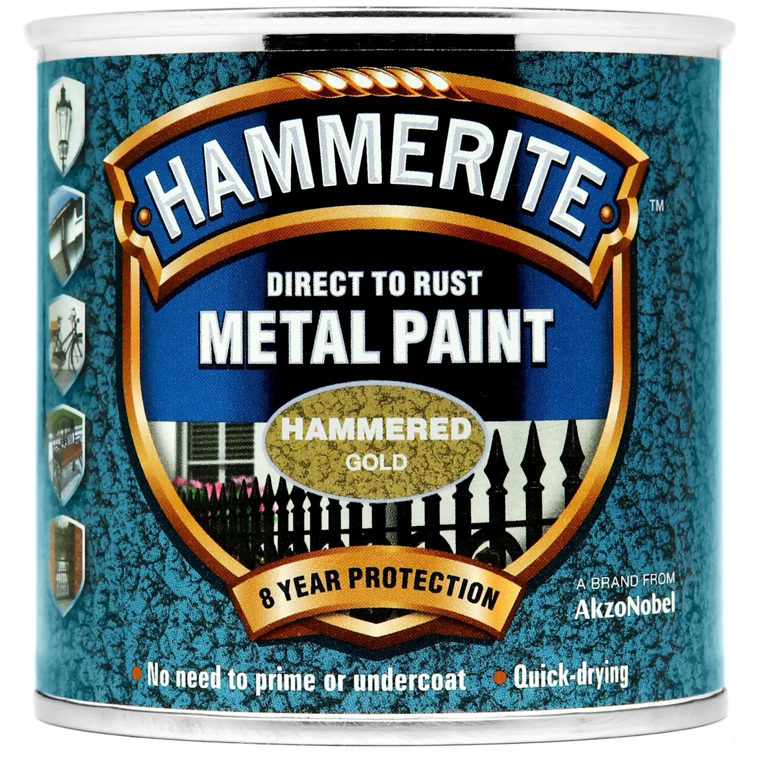 Hammerite Direct to Rust Metal Paint Hammered Gold 250ml