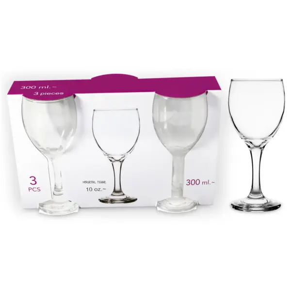 Romantic Stem Collection Red Wine Glasses 300ml 3 Pack