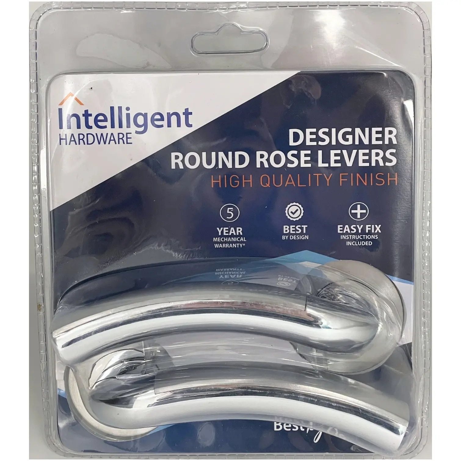 Intelligent Hardware Designer Round Rose Levers Satin Chrome and Polished Chrome Finish
