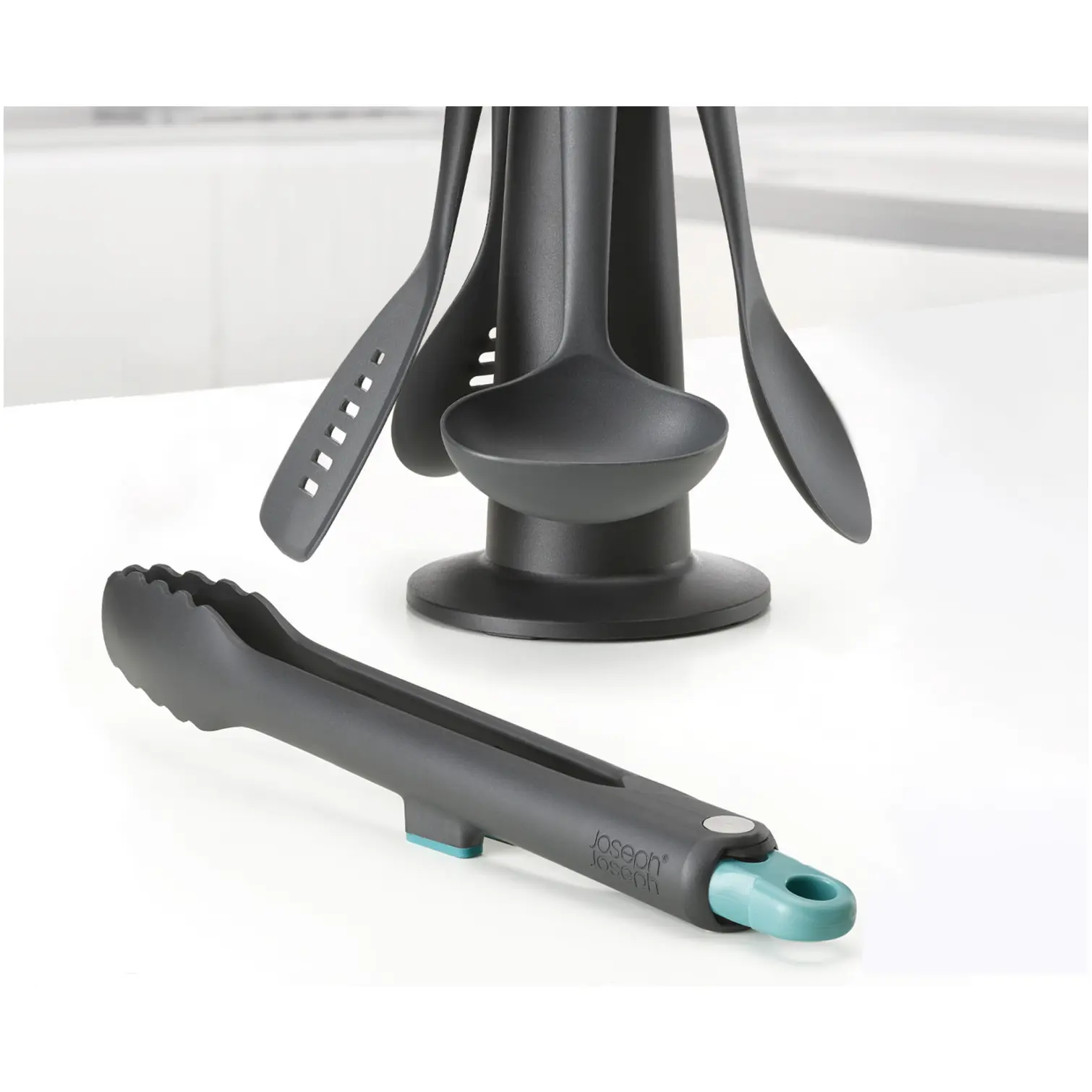 JPH0036_3 Joseph Joseph Duo 5-Piece Utensil Stand With Integrated Tool Rests