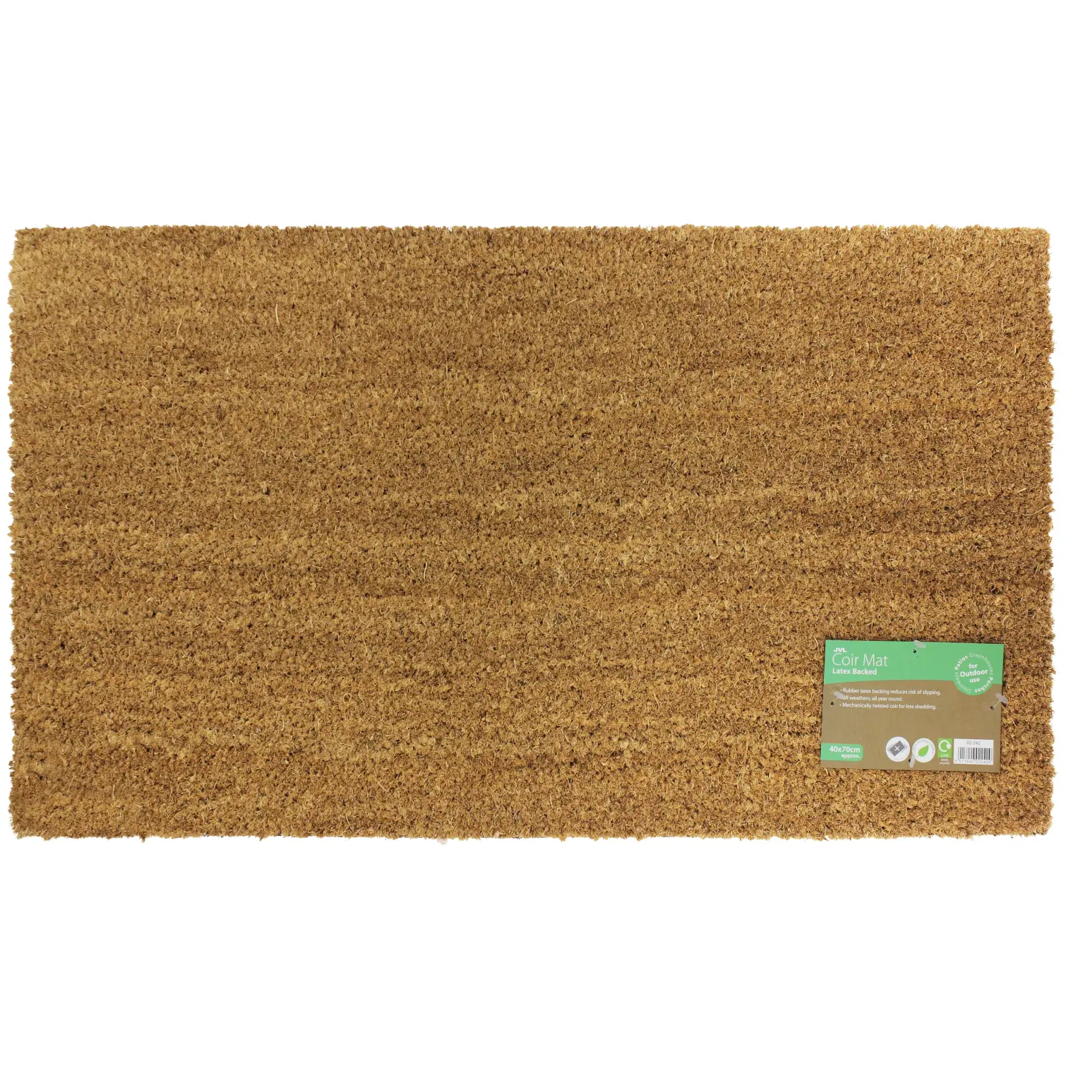 JVL Manor Plain Coir Doormat 60x40cm