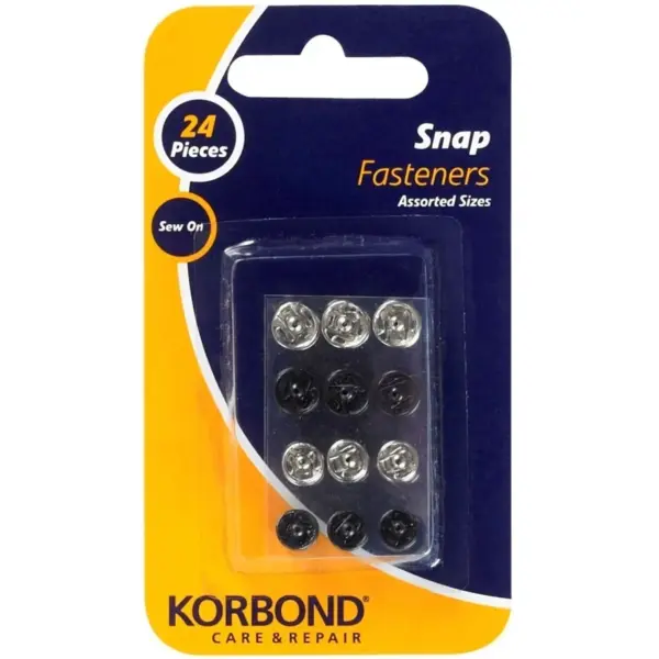 Korbond Sew On Snap Fasteners Assorted Sizes 24 Pieces