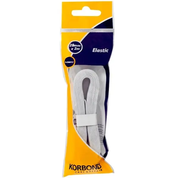 Korbond Polyester Elastic White 20mm x 2m