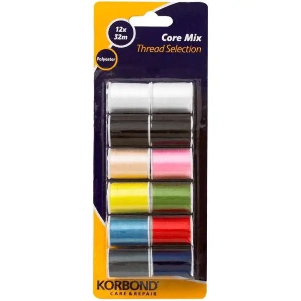 Korbond Core Colour Polyester Thread Selection 12 x 32 meters
