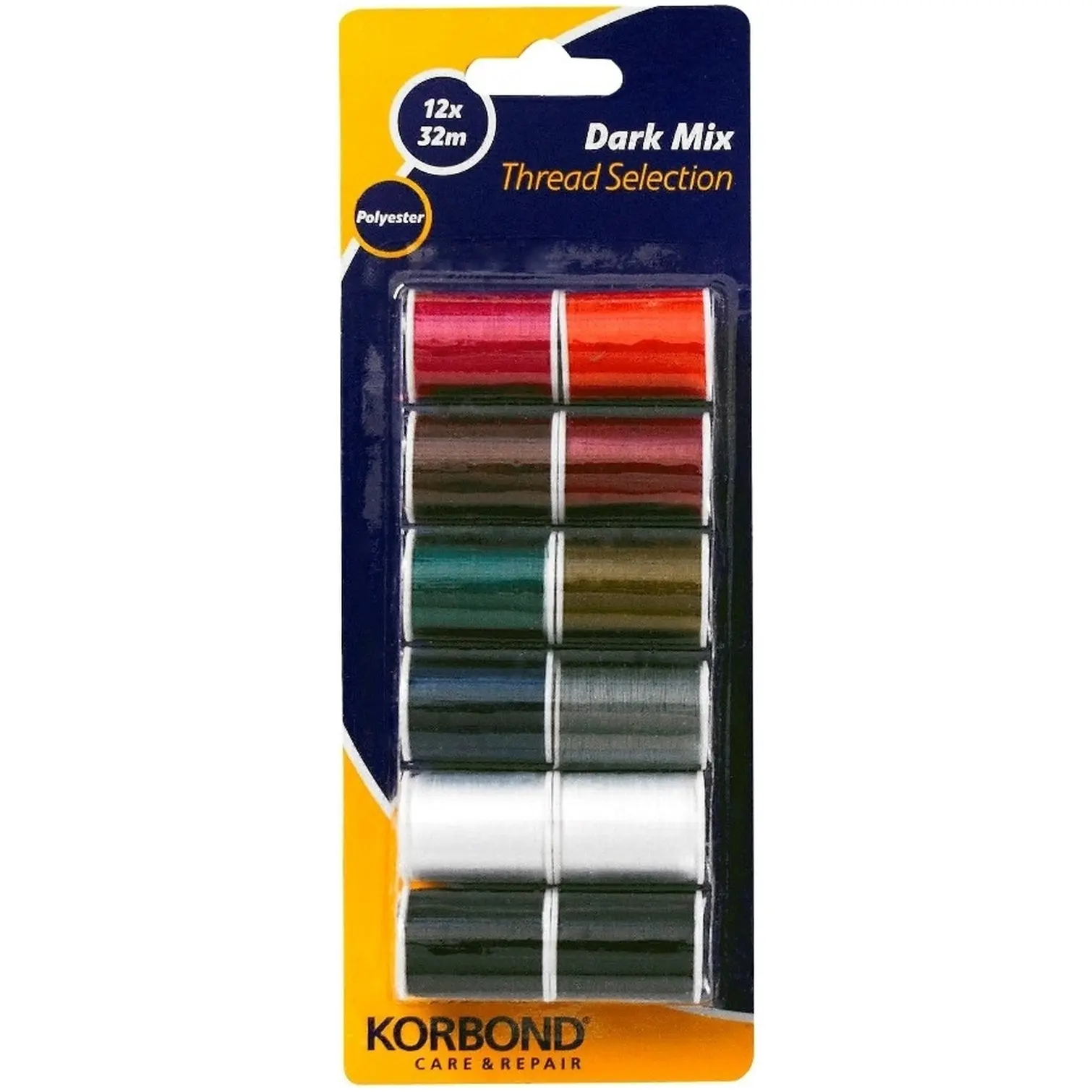 Korbond Dark Colour Polyester Thread Selection 12 x 32 meters