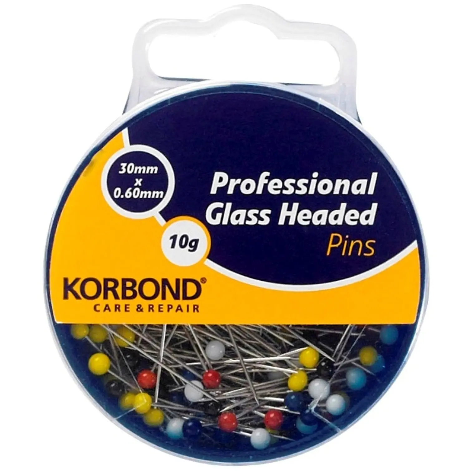 Korbond Professional Glass Headed Pins 30 x 0.6mm 10 grams