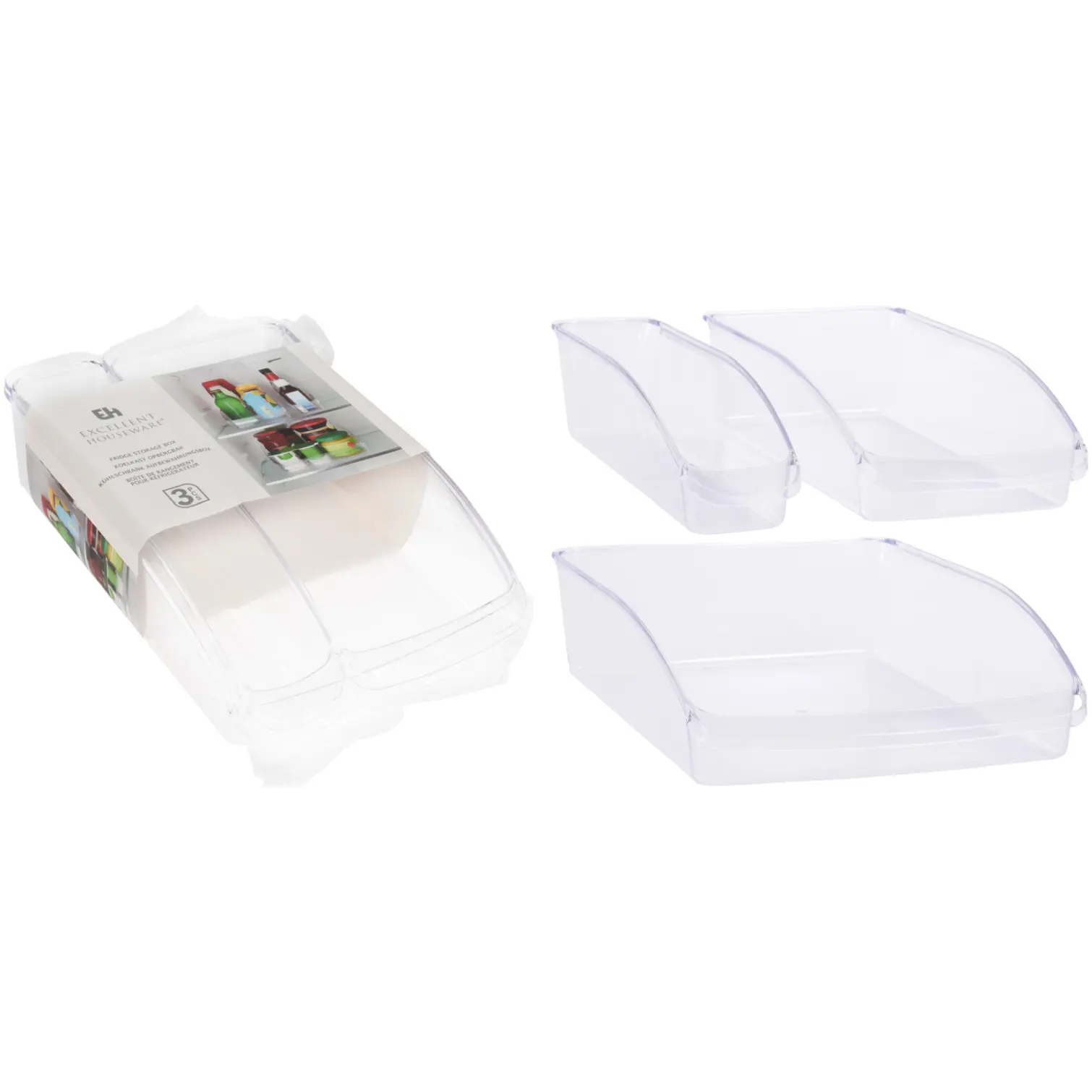 KPN0065_3 Excellent Houseware Fridge Organiser Set 3 Pack