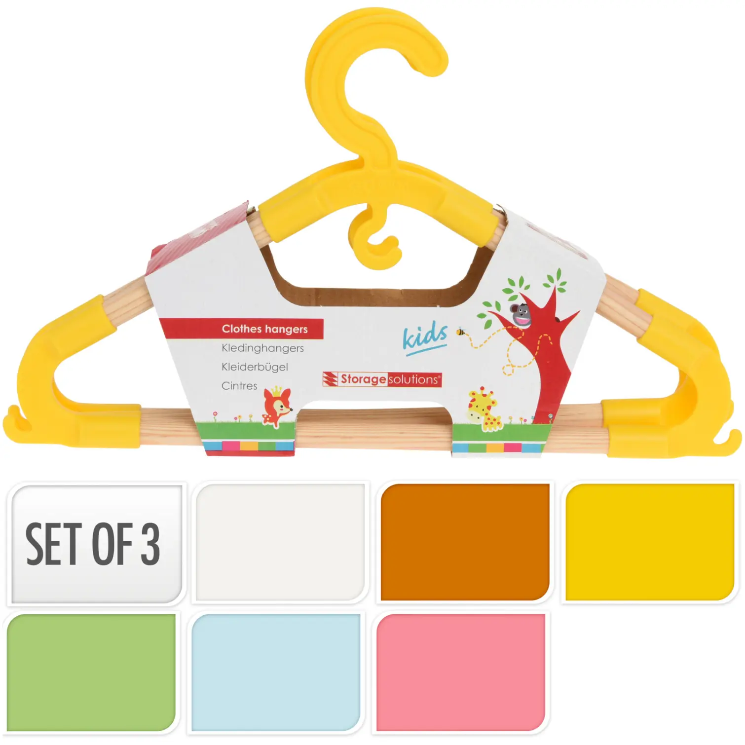 Kids Pinewood Hangers Pack of 3