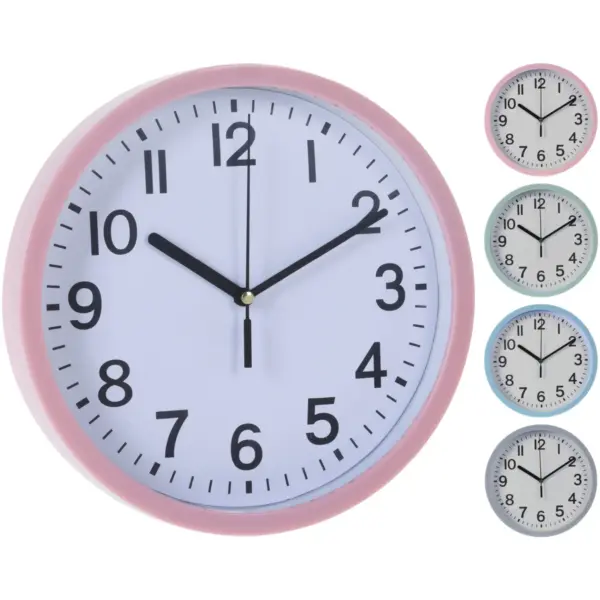 Wall Clock Assorted Colours 22.5cm