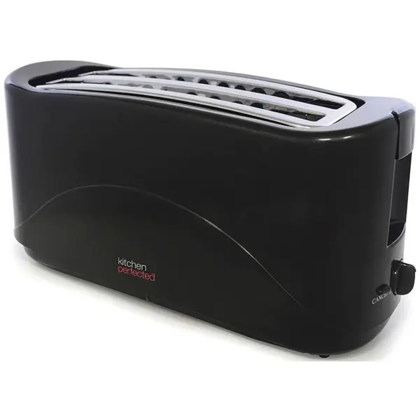 KitchenPerfected 4 Slice Long Slot Toaster Black