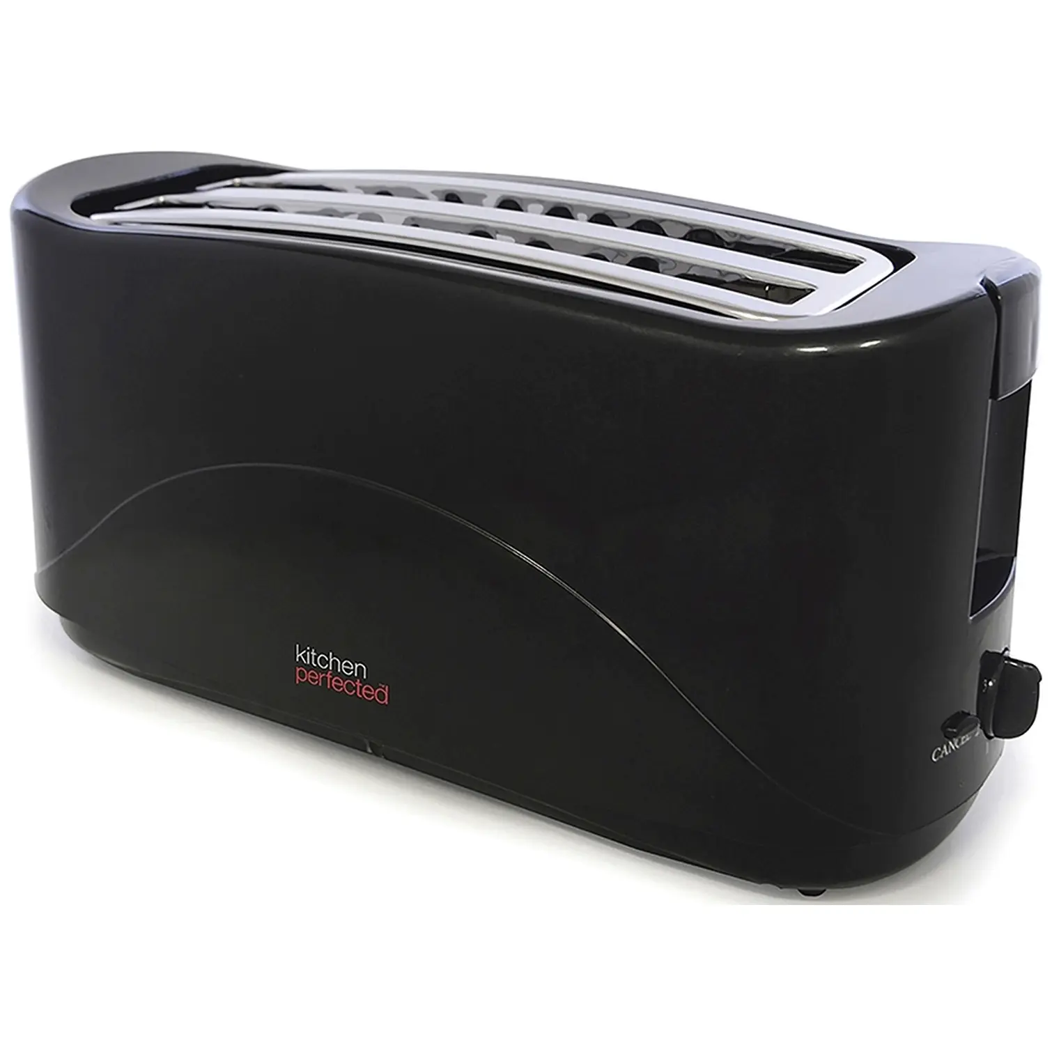 KitchenPerfected 4 Slice Long Slot Toaster Black