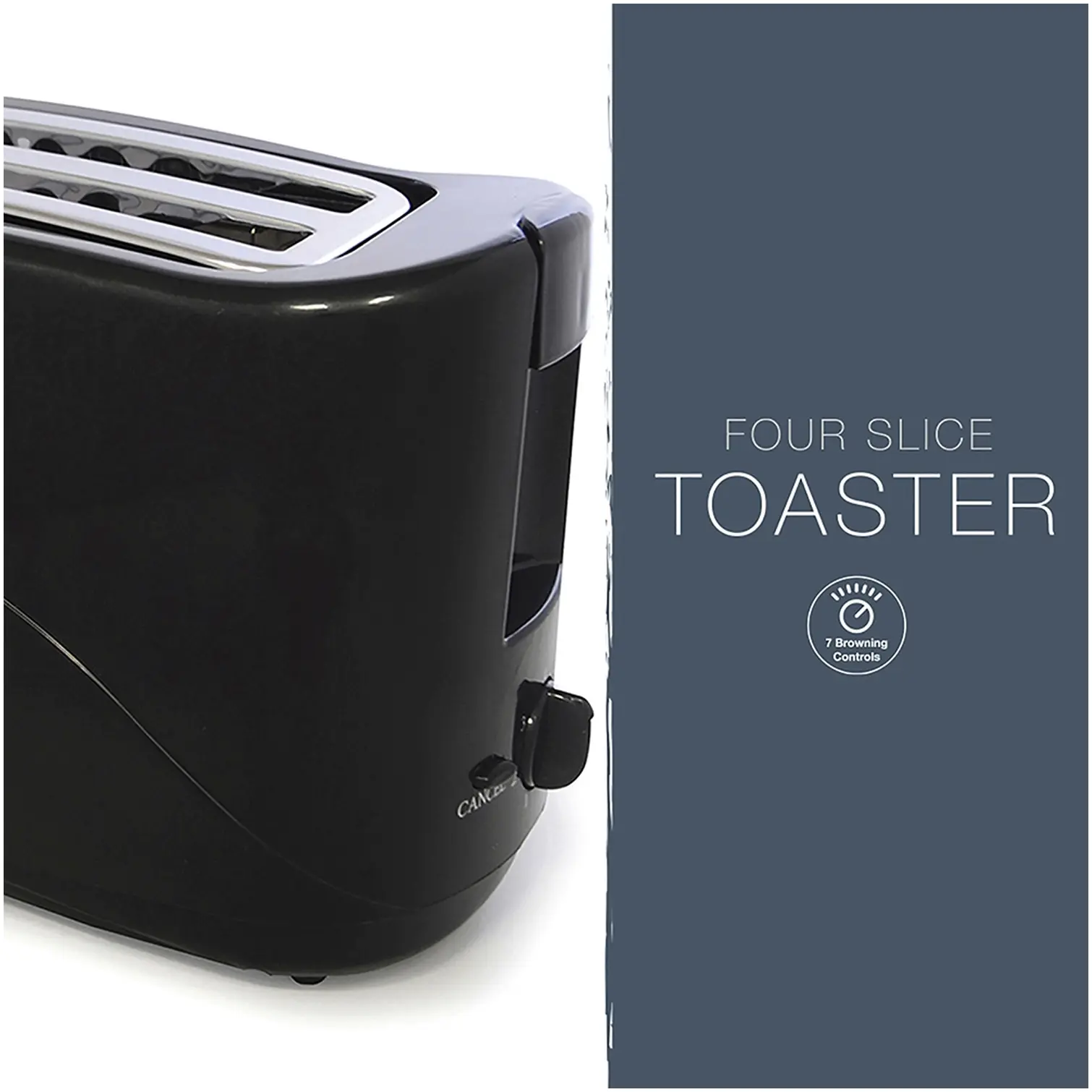 KitchenPerfected 4 Slice Long Slot Toaster Black