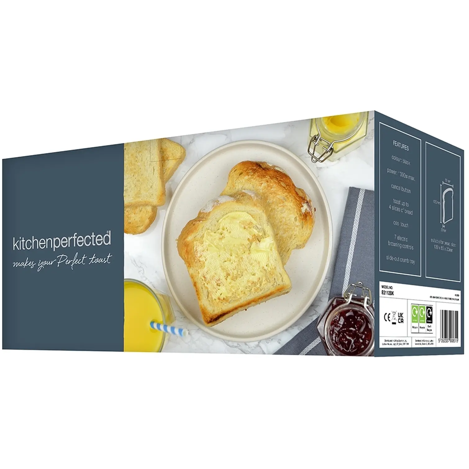 KitchenPerfected 4 Slice Long Slot Toaster Black